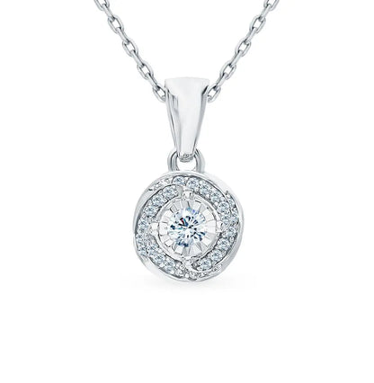 Diamonds with White Gold Round pendant necklace - cushionblue