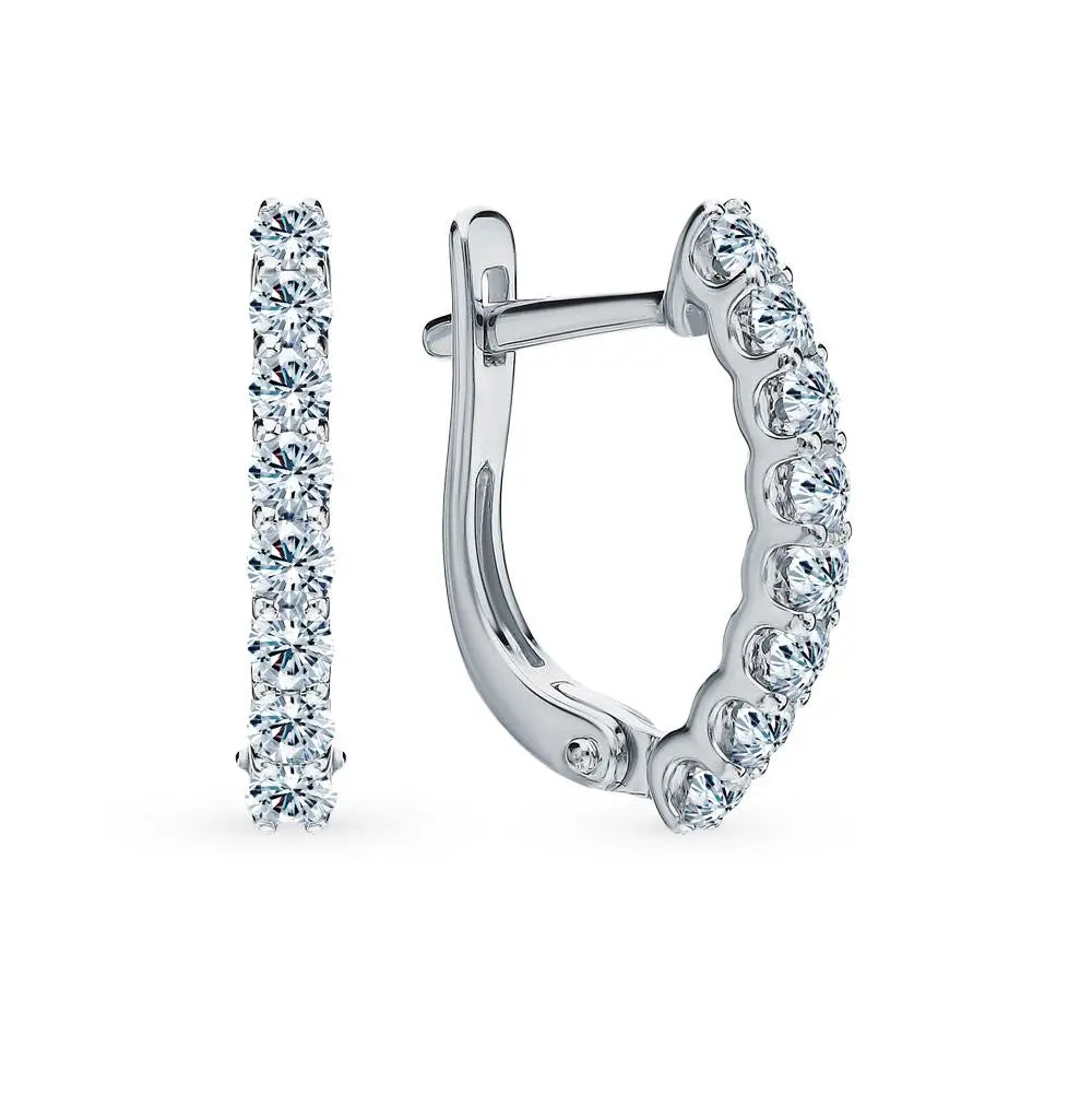 White Gold Latch back earrings with diamonds(0.60 ct) - cushionblue