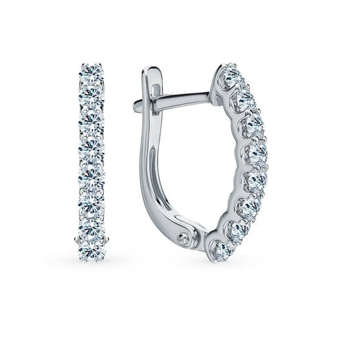 White Gold Latch back earrings with diamonds(0.60 ct) - cushionblue