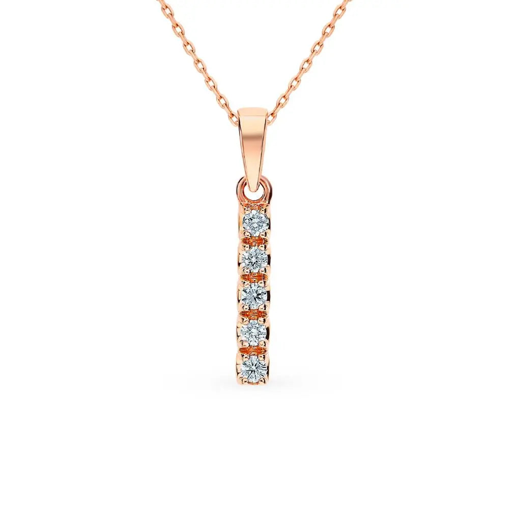 Diamonds with Rose Gold pendant necklace - cushionblue