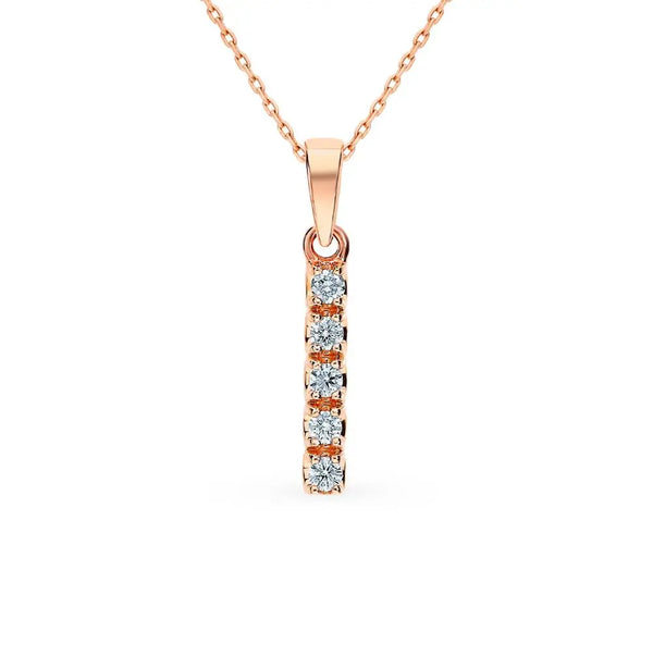 Diamonds with Rose Gold pendant necklace - cushionblue