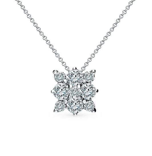 White Gold pendant necklace with diamonds - cushionblue