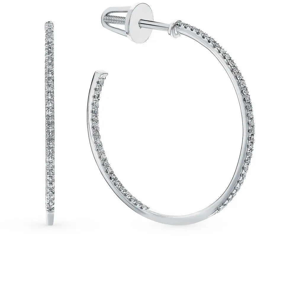 White Gold Huggie earrings with diamonds(0.34 ct) - cushionblue