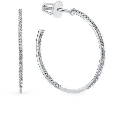 White Gold Huggie earrings with diamonds(0.34 ct) - cushionblue