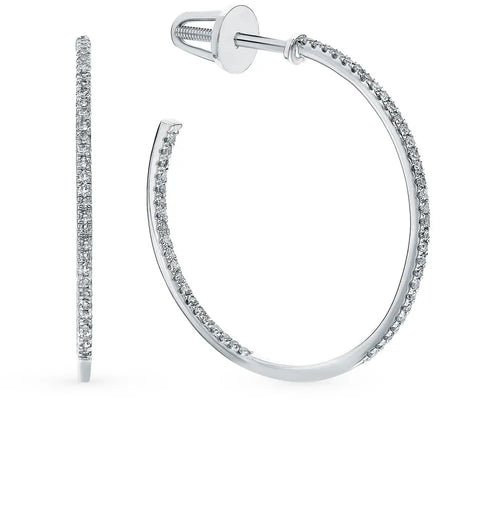White Gold Huggie earrings with diamonds(0.34 ct) - cushionblue