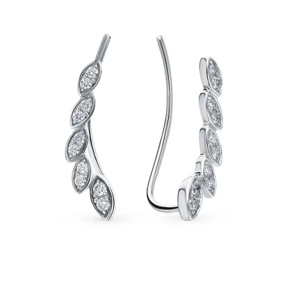 White Gold Ear cuffs earrings with diamonds(0.20 ct) - cushionblue