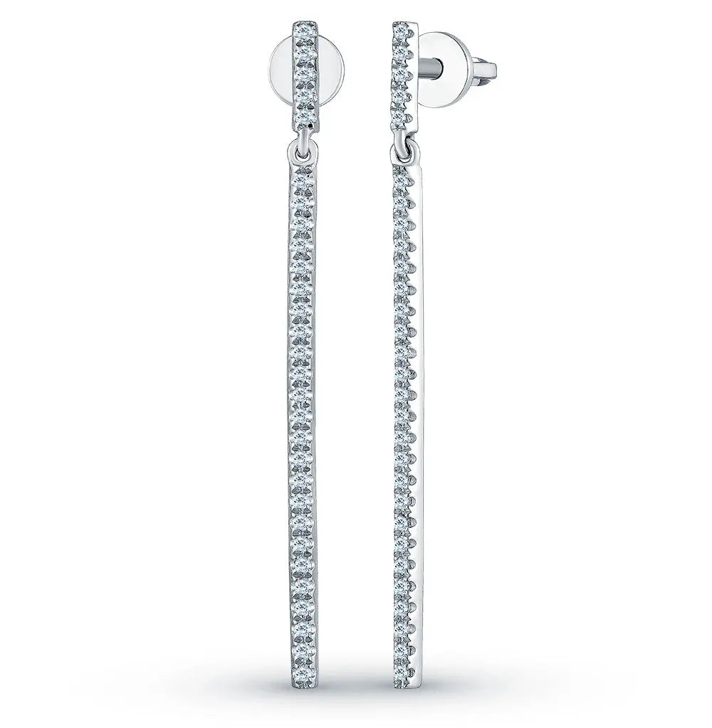 White Gold Studs with screws earrings with diamonds(0.16ct) Cushionblue