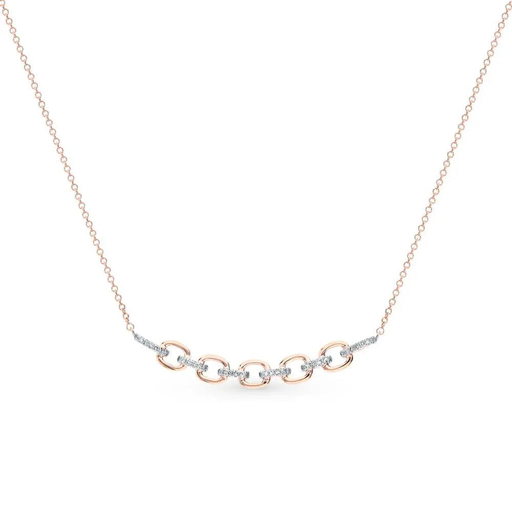 Rose Gold Chain Design necklace with diamonds - cushionblue