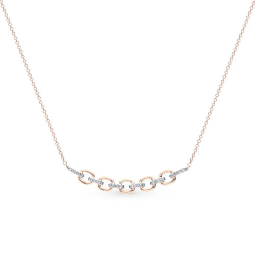 Rose Gold Chain Design necklace with diamonds - cushionblue