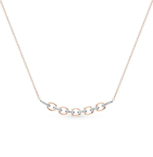 Rose Gold Chain Design necklace with diamonds - cushionblue
