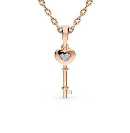 Heart shape Rose Gold pendant necklace with diamond - cushionblue