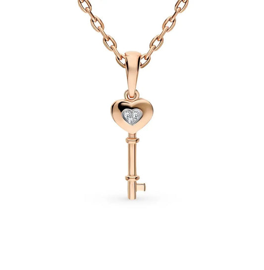 Heart shape Rose Gold pendant necklace with diamond - cushionblue