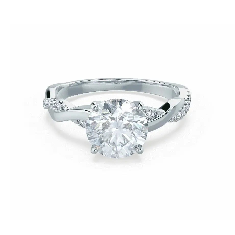 Petite Twist Platinum Diamond Engagement Ring - cushionblue
