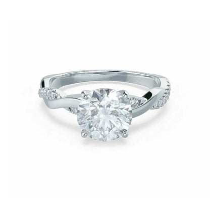 Petite Twist Platinum Diamond Engagement Ring - cushionblue