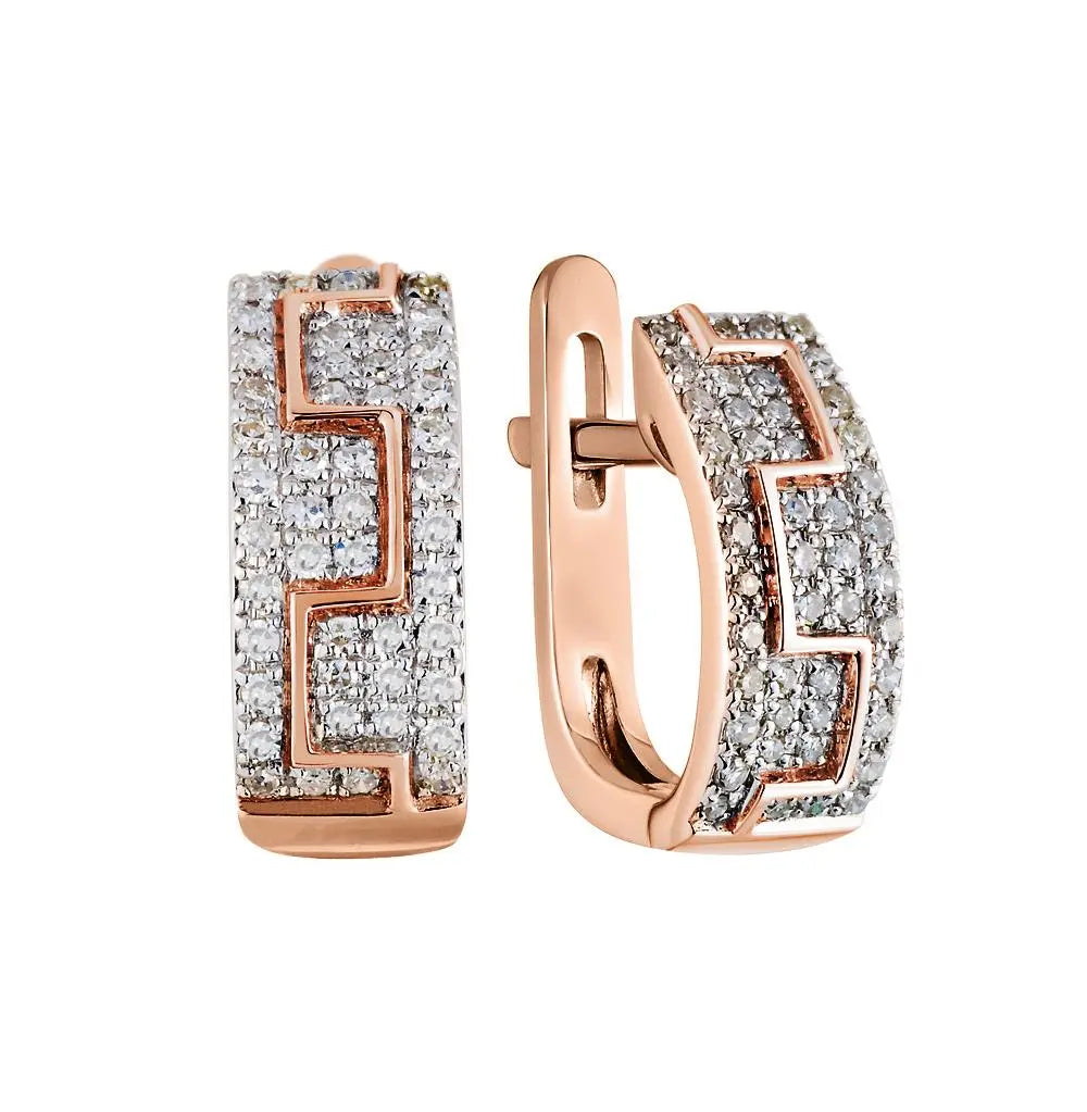 Rose Gold Latch back earrings with diamond( 0.15 ct) - cushionblue
