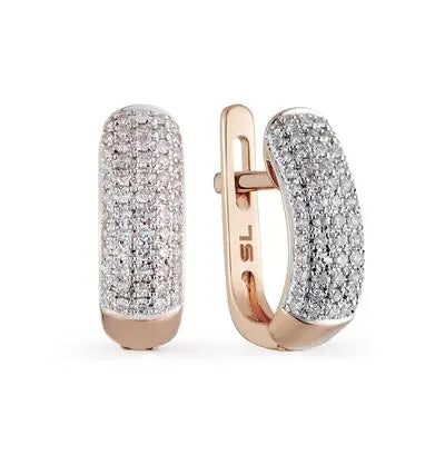 Rose Gold Latch back earrings with diamonds(0.09 ct, 0.72 ct) - cushionblue