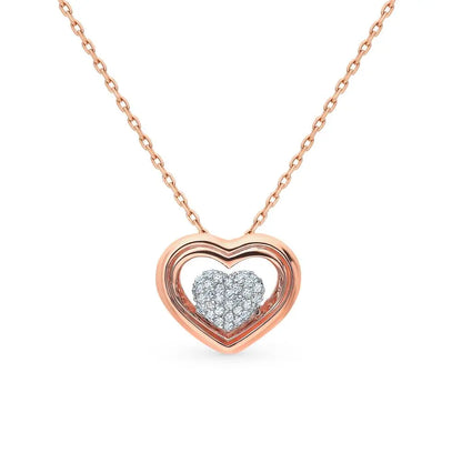 Heart Rose Gold pendant necklace with diamonds - cushionblue
