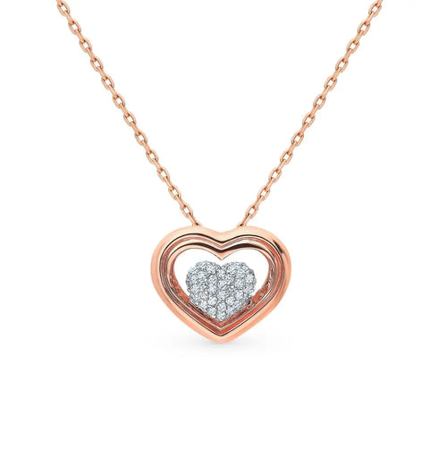 Heart Rose Gold pendant necklace with diamonds - cushionblue