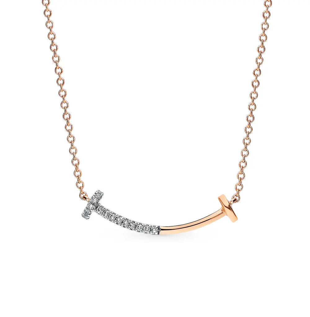 Two Tone Gold Necklace with diamonds - cushionblue