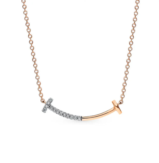 Two Tone Gold Necklace with diamonds - cushionblue