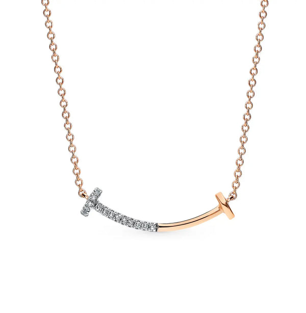Two Tone Gold Necklace with diamonds - cushionblue
