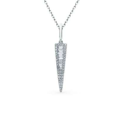 White Gold Arrows type stick pendant necklace with diamonds - cushionblue