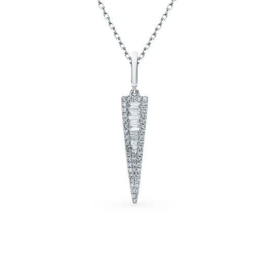 White Gold Arrows type stick pendant necklace with diamonds - cushionblue
