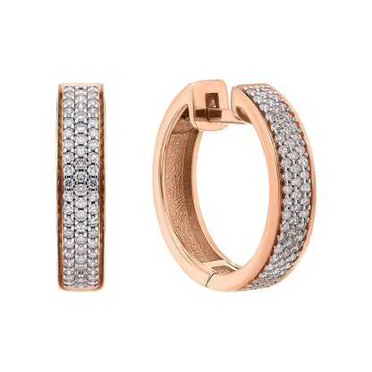 Rose Gold Simple Huggie earrings with diamonds(0.37 ct) - cushionblue