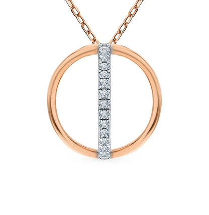 Rose Gold Circle type pendant necklace with diamonds - cushionblue