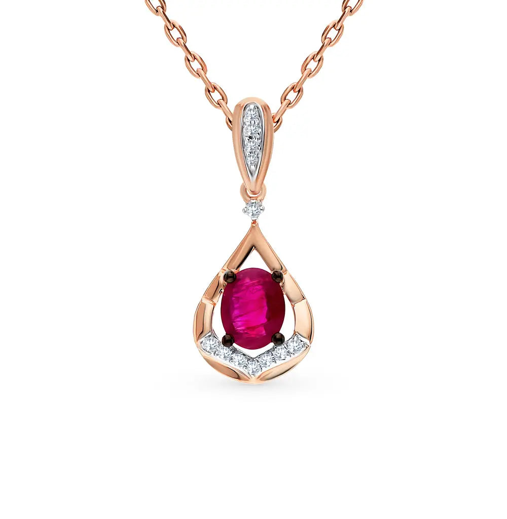 Rose Gold Oval pendant necklace with diamonds - cushionblue