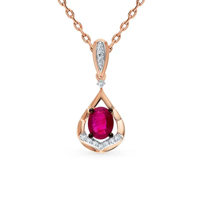 Rose Gold Oval pendant necklace with diamonds - cushionblue