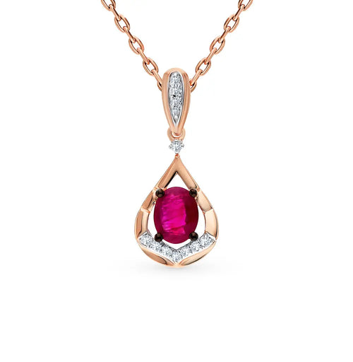 Rose Gold Oval pendant necklace with diamonds - cushionblue
