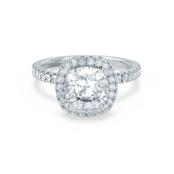 Cushion cut Natural Diamond White Gold Halo Ring 0.33ct - cushionblue