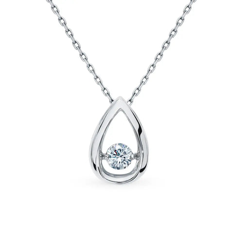 Round White Gold pendant necklace With diamond - cushionblue