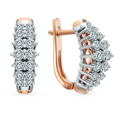 Rose Gold Latch back earrings with diamonds(1.00 ct) - cushionblue