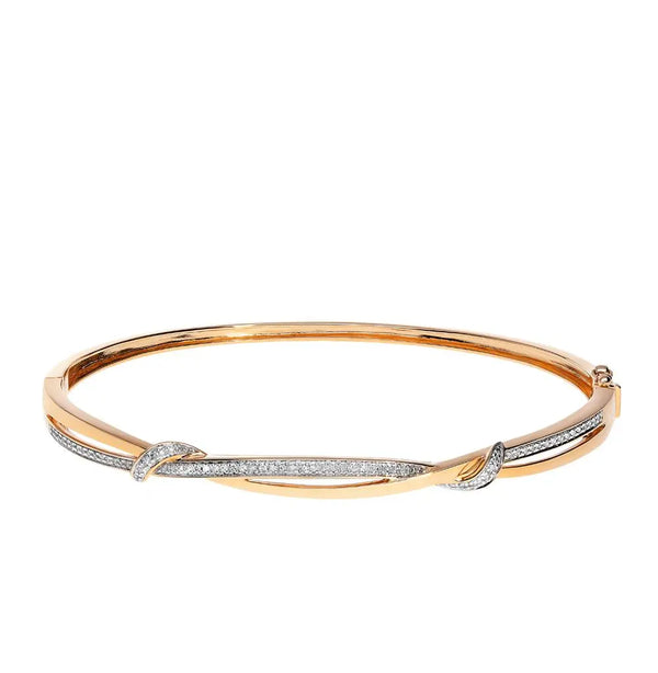 Rose Gold Bangle Bracelets in 10K (0.17tcw) - cushionblue
