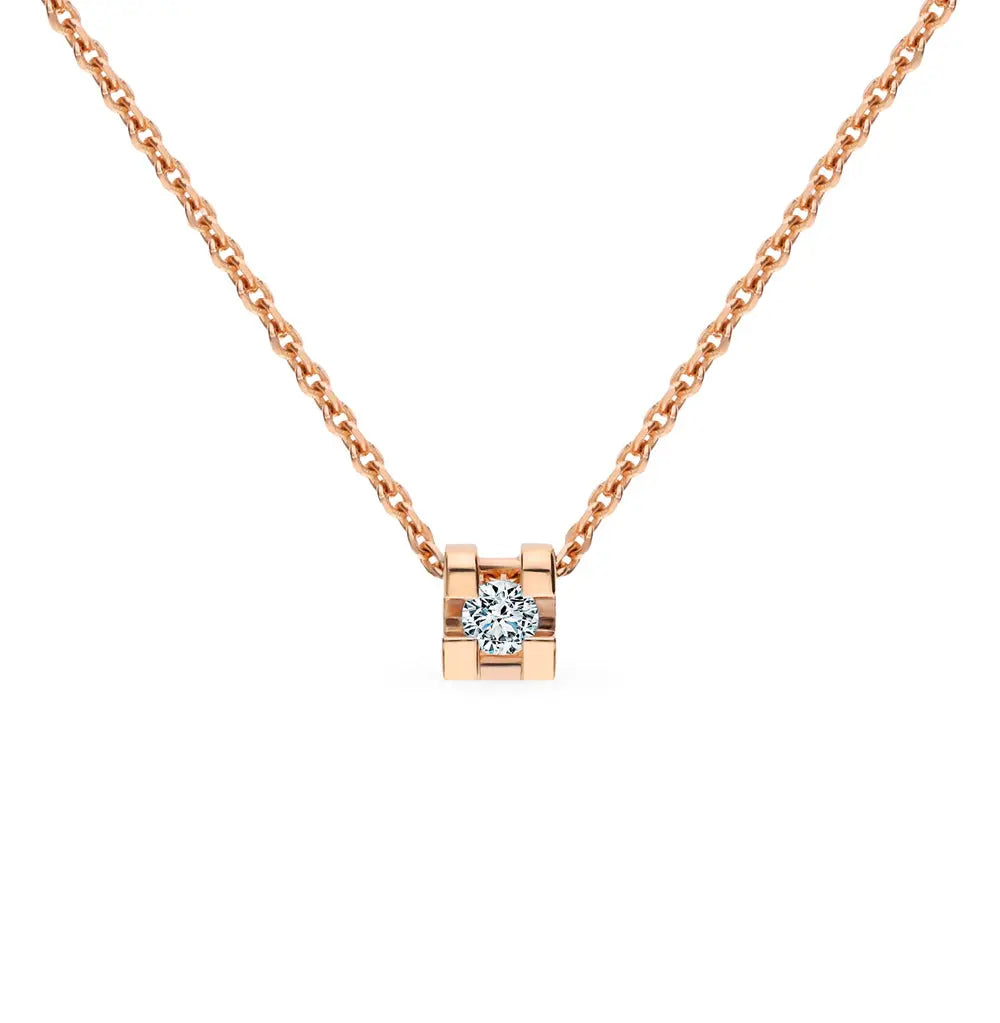 Rose Gold pendant necklace with Round diamond - cushionblue