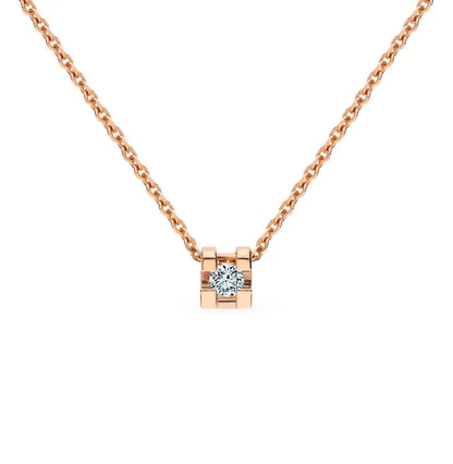 Rose Gold pendant necklace with Round diamond - cushionblue