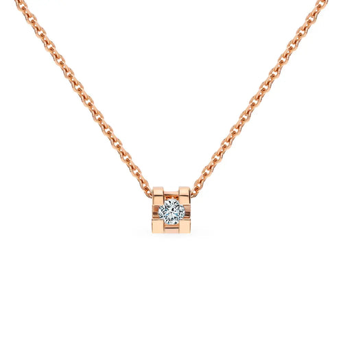 Rose Gold pendant necklace with Round diamond - cushionblue
