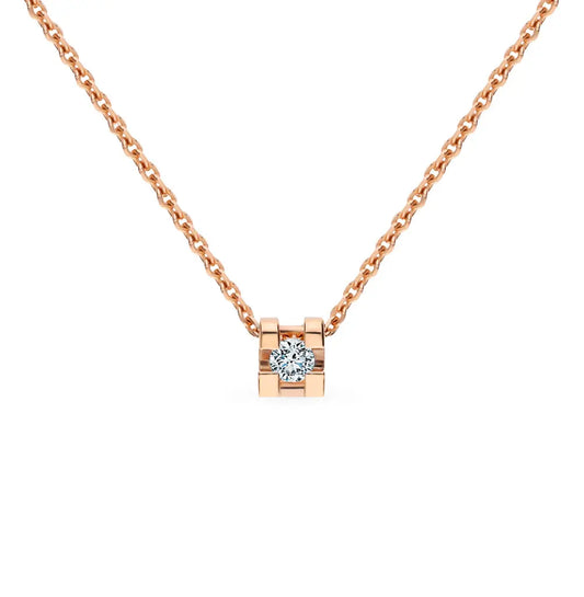 Rose Gold pendant necklace with Round diamond - cushionblue