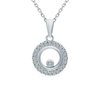 White Gold Round shape pandant necklace with diamonds - cushionblue