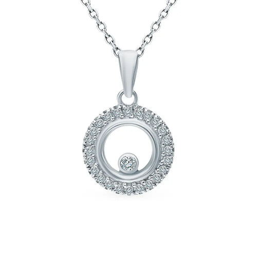 White Gold Round shape pandant necklace with diamonds - cushionblue