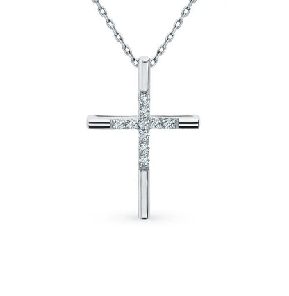 Diamond With White Gold Cross pendant necklace - cushionblue