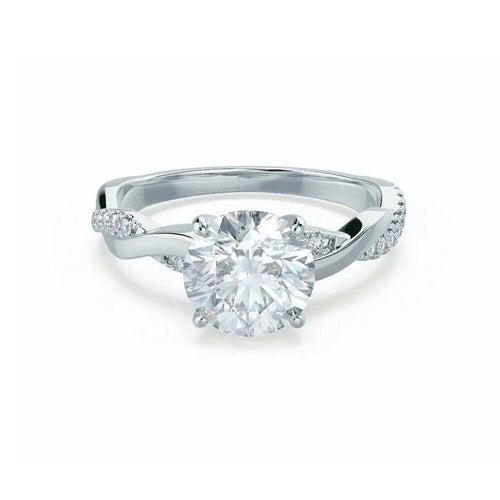 Petite Twist White Gold Diamond Engagement Ring - cushionblue