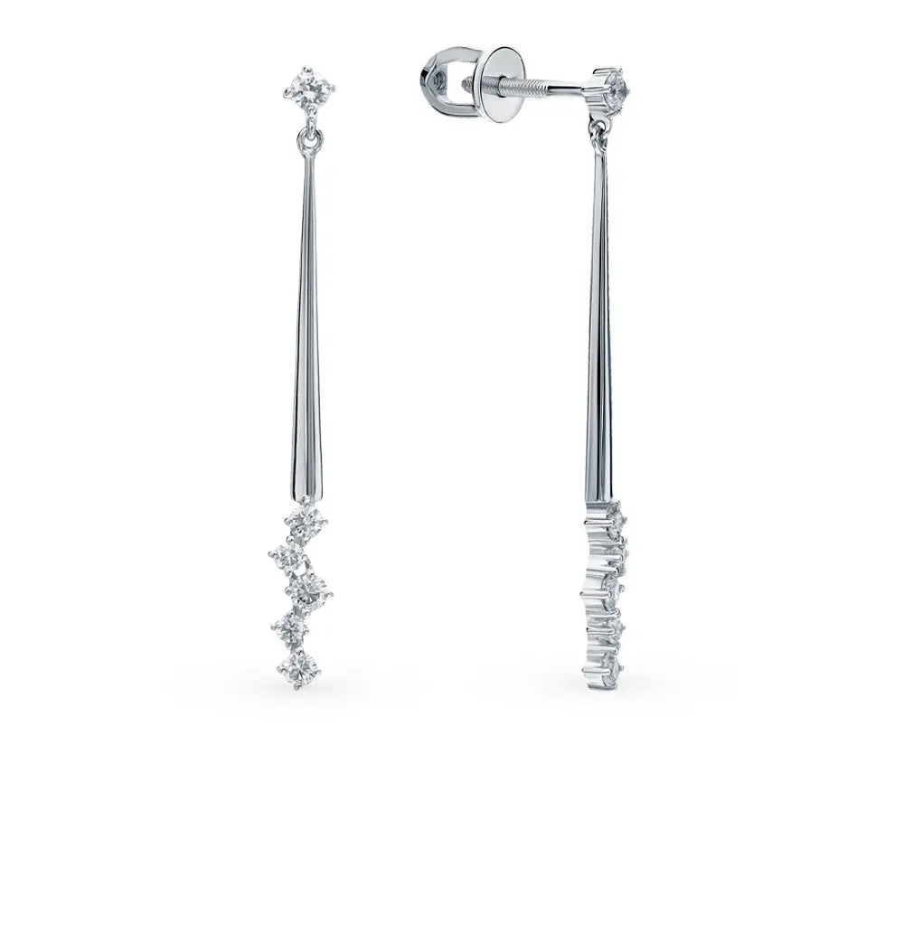 White Gold Studs with screws earrings with diamonds(0.41ct) Cushionblue