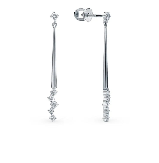 White Gold Studs with screws earrings with diamonds(0.41ct) Cushionblue