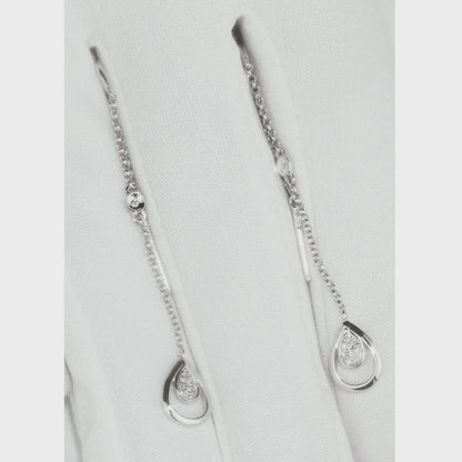 White Gold Simple string earrings with diamonds(0.04ct)