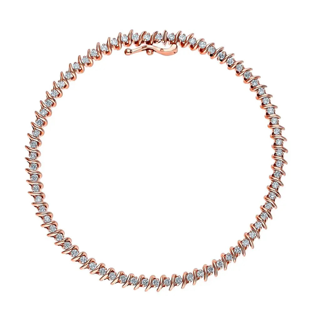 Rose Gold Tennis Bracelets in 10K (1.09tcw) - cushionblue