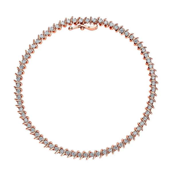 Rose Gold Tennis Bracelets in 10K (1.09tcw) - cushionblue