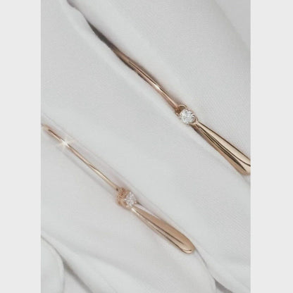 Rose Gold French lock earrings with Round cut diamonds(0.09ct)